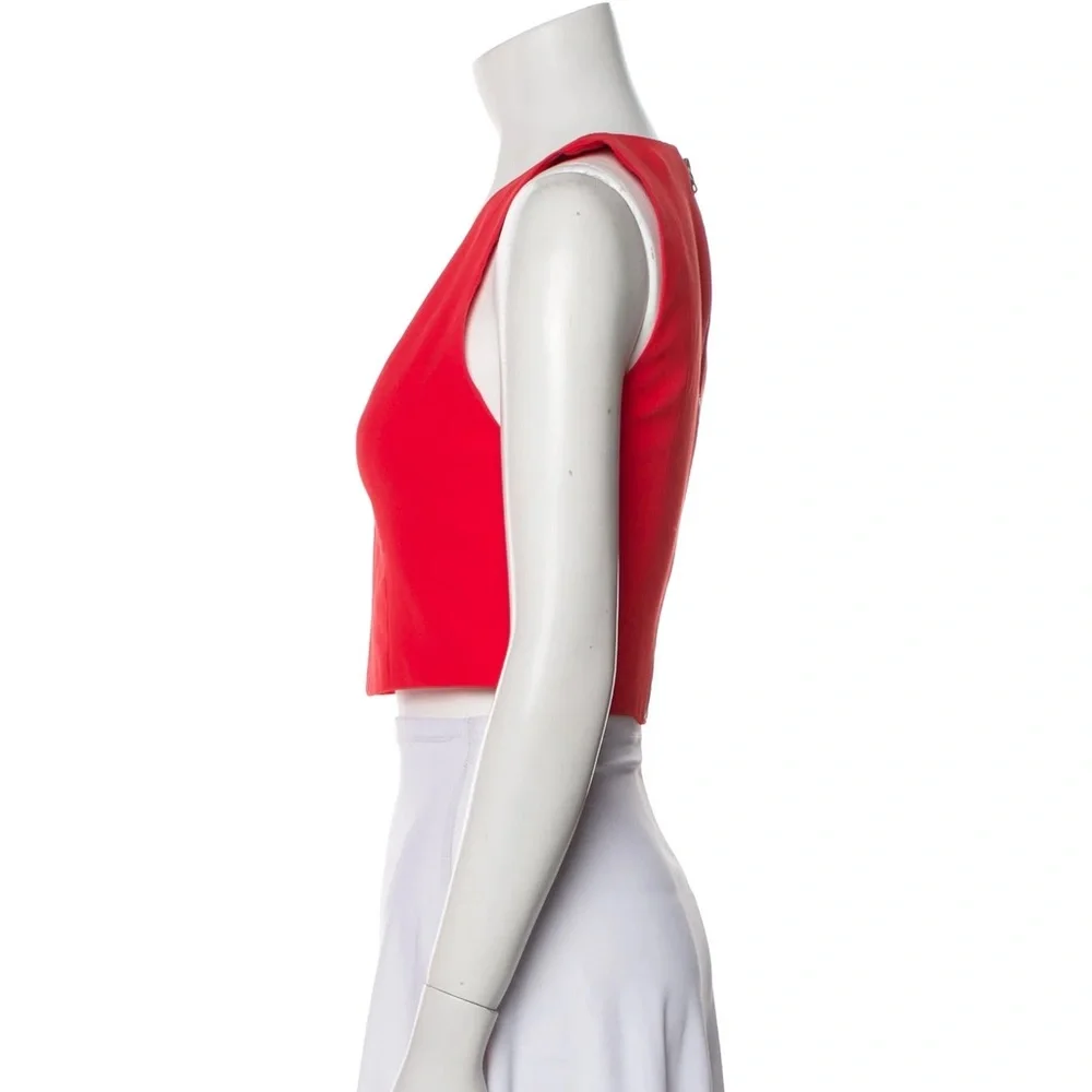 ALICE + OLIVIA Plunging Red V-Neck Sleeveless Tank Crop Top